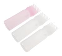 Anneome 3pcs Hair Dye Bottle Applicator Comb Set for Hair Coloring and Shampooing 2 White and 1 Pink Hairdressing Bottles Professional Barber Tool