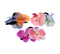 Anneome 3pcs Orchid Hair Clips Tropical Floral Claw Clips for Women Vibrant Hawaiian Design Secure Grip Summer Beach Wedding Accessories