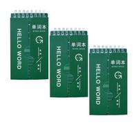 Anneome 3pcs Portable Green Vocabulary Writing Notepad for Students with Creative Paper Design, for English Learning and Diary Writing at Home or Office