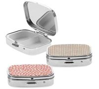 Anneome 3pcs Portable Organizer Medicine Storage Zinc Alloy Pill Case with 2 Compartments Compact Easy to Carry Rounded Corner Design for Business Trip and Going
