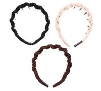 Anneome 3pcs Satin Twisted Headbands for Women with U-shaped Non-slip Teeth Crown-lifting Design for Secure Hold Hair Accessories for Braids Face Washing Yoga and Makeup Black