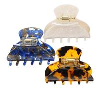 Anneome 3pcs Small Hair Claw Clips for Women Acetate Hair Barrettes in White Blue and Leopard Print for Fine Thick Curly for Daily Use and Special Occasions