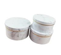 Anneome 3pcs Vintage Marble Round Flower Gift Boxes for Wedding Party Proposal Bouquet Arrangement DIY Floral Packaging for Home Flower Shop Office Decoration