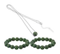 Anneome 3pcs Watermelon Beads Bracelet and Necklace, Plastic Green Handmade Stretchable Friendship Jewellery, Unisex for Teens Adults, Summer Festivals, Relaxed Gatherings and Casual
