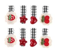 Anneome 4 Pairs Checkered Duckbill Hair Clips with Cherry Embroidery and Lace Edge Non-slip Grip Barrettes for Women Vintage Plaid Fruit Hairpins for Holiday Styling and Everyday Use