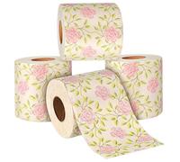 Anneome 4 Rolls Bamboo Toilet Roll Made from Bamboo Pulp with Creative Delicate Patterns, Decorative Toilet Paper for Bathroom, for Holiday Season Room Decor and Holiday Essential