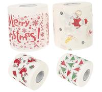 Anneome 4 Rolls Christmas Patterned Toilet Paper Decorative Printed Tissue for Holiday Bathroom Decor Absorbent Disposable Napkins for Home Classroom Restaurant Use