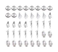 Anneome 40Pcs Antique Silver Skull Alloy Pendants for Halloween DIY Jewelry Making Unique Silver Charms for Bracelets Necklaces Anklets and Creative Crafts