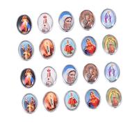 Anneome 40pcs Catholic Jewelry Accessories Round Hole Fittings for DIY Necklace Bracelet Making Durable Religious Character Decor Versatile Sticker Dripping Fitting for Craft Projects