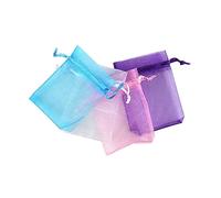 Anneome 40pcs Transparent Organza Gift Bags with Ribbon Drawstring for Wedding Candy Packaging Jewelry Pouches Blue Purple White Pink Suitable for Birthday Anniversary Presents