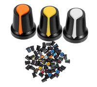 Anneome 48pcs Knurled Electric Guitar Volume Knobs Tone Control Caps for Electric Guitar Inner Diameter Red Yellow White Green