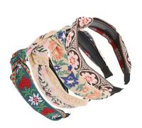Anneome 4Pcs Boho Ethnic Embroidery Hairbands for Women Wide Vintage Floral Headbands Comfortable Skin-friendly Material for Daily Hairstyle and Face Care