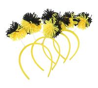 Anneome 4pcs Bumblebee Pom Pom Headbands Yellow Black Hair Accessories for Independence Day Party School Play Birthday Decorations