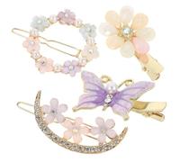 Anneome 4pcs Butterfly Hair Clips for Women Metal Rhinestone Hair Barrettes Decorative Crystal Flower Pins Stable Hold for Straight Curly Ponytail Hairstyles Elegant Accessories