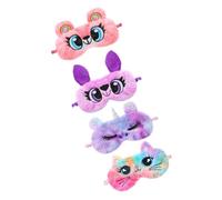 Anneome 4Pcs Cartoon Plush Eye Cover for Multifunctional Sleeping Mask Furry Blindfold for Travel Light Blocking Comfortable Design Owl Rainbow Cat Rainbow Bear