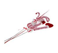 Anneome 4pcs Christmas Tree Sticks with Woolen Knitting Elf Legs Santa Hat Candy Cane Lollipop Ornaments for Wreaths Vase Decorations Holiday Crafts and Festive Home Office Use