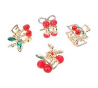 Anneome 4pcs Crystal Cherry Hair Clip Rhinestone Sparkly Metal Glitter Bangs Clips Cute Fruit Barrettes for Wedding Party Boys and Girls Girls
