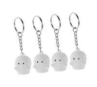 Anneome 4pcs Dark Cute Ghost Keychain Luminous Cartoon Pendants for Backpacks Bags and Keys Adorable Halloween Party Bag Stuffers for Students and Friends