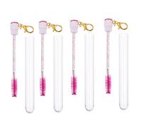 Anneome 4pcs Eyelash Brush Key Chain for Women Reusable Detachable Lash Brow Comb Makeup Applicator Brushes in Bright Rose Red Suitable for Beginners and Daily Use