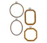 Anneome 4PCS Faux Wood Embroidery Hoop Set with Oval Round Rectangle and Octagon Frames for Cross Stitch Display DIY Sewing Craft and Handmade Ornament Decoration
