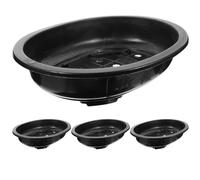 Anneome 4pcs Gardening Bonsai Container Plastic Flower Pot Oval Planter Ornament Large Flowerpot with Holes at The Bottom Stable to Display Plants for Office Vertical Gardening Workmanship