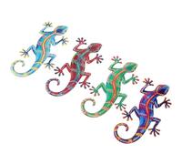 Anneome 4Pcs Hand-painted Lizard Wall Art Sculptures Outdoor Garden Decor for Home Office Bedroom Living Textured Gecko Statues for Wall Hanging and Desktop Display