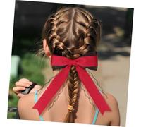 Anneome 4pcs Lace Hair Bows for Women and Large Hair Clips with Long Ribbon Tails Alligator Clips Elegant Wedding Dress Accessories in Black and Red