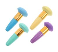 Anneome 4Pcs Latex Makeup Puff with Handle for Women Compact Foundation Sponge Skin-friendly Cosmetic Powder Applicators in Green Purple Yellow Blue Save Powder and Ensure Natural Finish