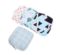 Anneome 4Pcs Multi Function Period Bags Portable Tampon Holders for Sanitary Napkins Stylish Storage Pouches with Zipper Design for Coins Cards and Cosmetics Blue Checkered Triangle Green