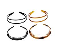 Anneome 4pcs Plastic Teeth Hair Hoops with Double Row Multiple Teeth Design, Comfortable and Non-slip Lightweight Headbands for Exercising and Washing Your Face