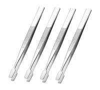 Anneome 4pcs Precision Stainless Steel Stamp Tweezers for Collectors Compact Lightweight Multifunctional Electronics Solder Jewelry Craft Handling