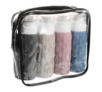 Anneome 4Pcs Refillable Silicone Travel Bottles Leakproof Squeezable Toiletries Containers Travel Cosmetic Tubes for Shampoo Lotion Soap Grape Purple Gray Antique White Bright Sea