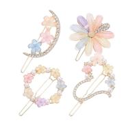Anneome 4pcs Rhinestone Flower Hair Clips Metal Barrettes for Women Shiny Pearl Charm Hairpins Elegant Wedding Hair Accessories Delicate Headpiece for Daily Party School