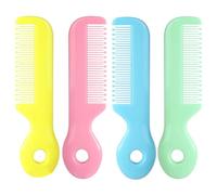 Anneome 4Pcs Safety Combs Set for Infants and, Round and Fine Teeth Hair Grooming Combs in Multiple Colors, Detangling and Cleaning Tool for Newborn Hair Care