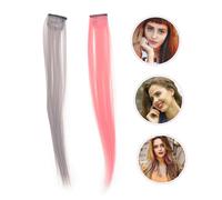 Anneome 4pcs Short Straight Hair Pieces Seamless Colored Hair Extensions for Women Party Daily Wear Realistic Hairpiece White Tea Gray Pink