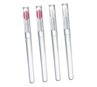Anneome 4Pcs Silicone Lip Brush with Lidded Applicators for Precise Lipstick and Lip Mask Application Transparent Handles Pink Silicone Heads Smooth Non-scratch Cosmetic Makeup Tools