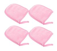 Anneome 4Pcs Soft Pink Facial Cleaning Gloves Makeup Remover Mitts Reusable Washable Cosmetic Powder Puff for Gentle Skincare and Daily Face Cleansing