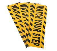 Anneome 4pcs Watch Your Step Floor Decals Self-adhesive Anti-slip Vinyl Stickers Water-resistant Safety Warning Signs for Indoor Outdoor Stairs Hallways High Visibility Black Yellow Tape