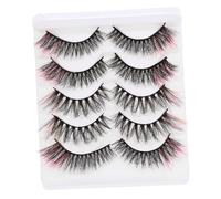 Anneome 5 Pairs Colored Faux Lashes Multi Dense Cross Cosplay Eyelashes for Women Easy Apply Comfortable Eye Makeup
