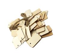Anneome 50 Pcs Unfinished Rectangular Wooden Plates DIY Craft Pieces for Gift Tags Wedding Decor Christmas Ornaments Rustic Wood Boards for Painting and