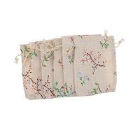Anneome 50Pcs Burlap Drawstring Pouches with Floral Print Elegant Storage Bags for Jewelry and Candies Stylish Design for Parties