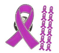 Anneome 50pcs Purple Metal Ribbon Pins Enamel Lapel Brooches for Health Awareness Charity Support and Fundraising Events for Daily Wear and Donation Activities