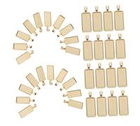 Anneome 50pcs Rectangle Bezel Pendant Trays Metal Cabochon Bases for DIY Jewelry Making Keychain Charms Photo Resin Craft Supplies Compatible with Glass Cabochons and Epoxy Designs