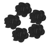 Anneome 5pcs Black Rose Embroidered Patches for Clothes Floral Fabric Repair Appliques for Jackets Jeans Sweaters Hats Shoes Bags Easy No-sew Decoration