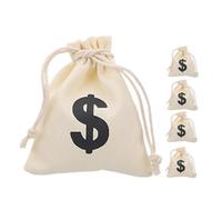 Anneome 5pcs Canvas Money Bag Pouches Coin Sacks Bag Drawstring Closure for Currency Storage Gifts