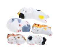 Anneome 5Pcs Ceramic Cat Chopstick Rests Cute Lightweight Small Tableware Holders for Dining Table Utensils Desktop Decoration with Smooth Surface Kitchen Accessories