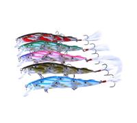 Anneome 5PCS Group Fish Lures Artificial Plastic Fishing Baits with Eyes Bright Colors for Ocean Lake River Fishing Accessories