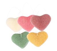 Anneome 5pcs Heart Shaped Face Wash Puff Deep Cleansing Exfoliating Sponges for Gentle Makeup Removal and Oil Control Reusable Soft Facial Sponge Pads for Smooth Skin Care