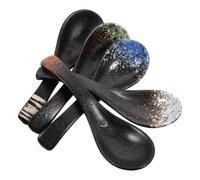 Anneome 5pcs Japanese Ramen Soup Spoon Set, Ceramic Asian Soup Spoons for Noodles, Dessert, Oatmeal Green, Ink Cloud, Daylight, Blue Ice, Whirlwind Colors