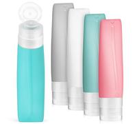 Anneome 5Pcs Silicone Travel Bottles with Refillable Containers for Shampoo Lotion Flexible Food-grade Material with Transparent Zipper Bag Portable Toiletry Bottles for Travel